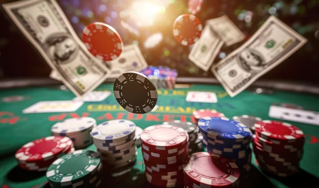 Live poker table on lae138 with professional dealer and multiple players